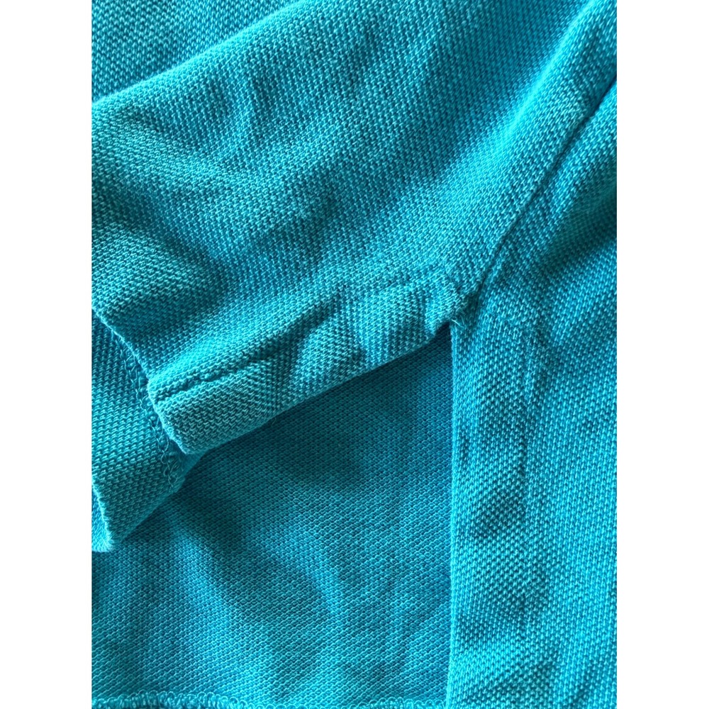 Vintage Polo Ralph Lauren Mens Turquoise Blue Pique Polo Shirt Made in USA Med - Picture 6 of 9